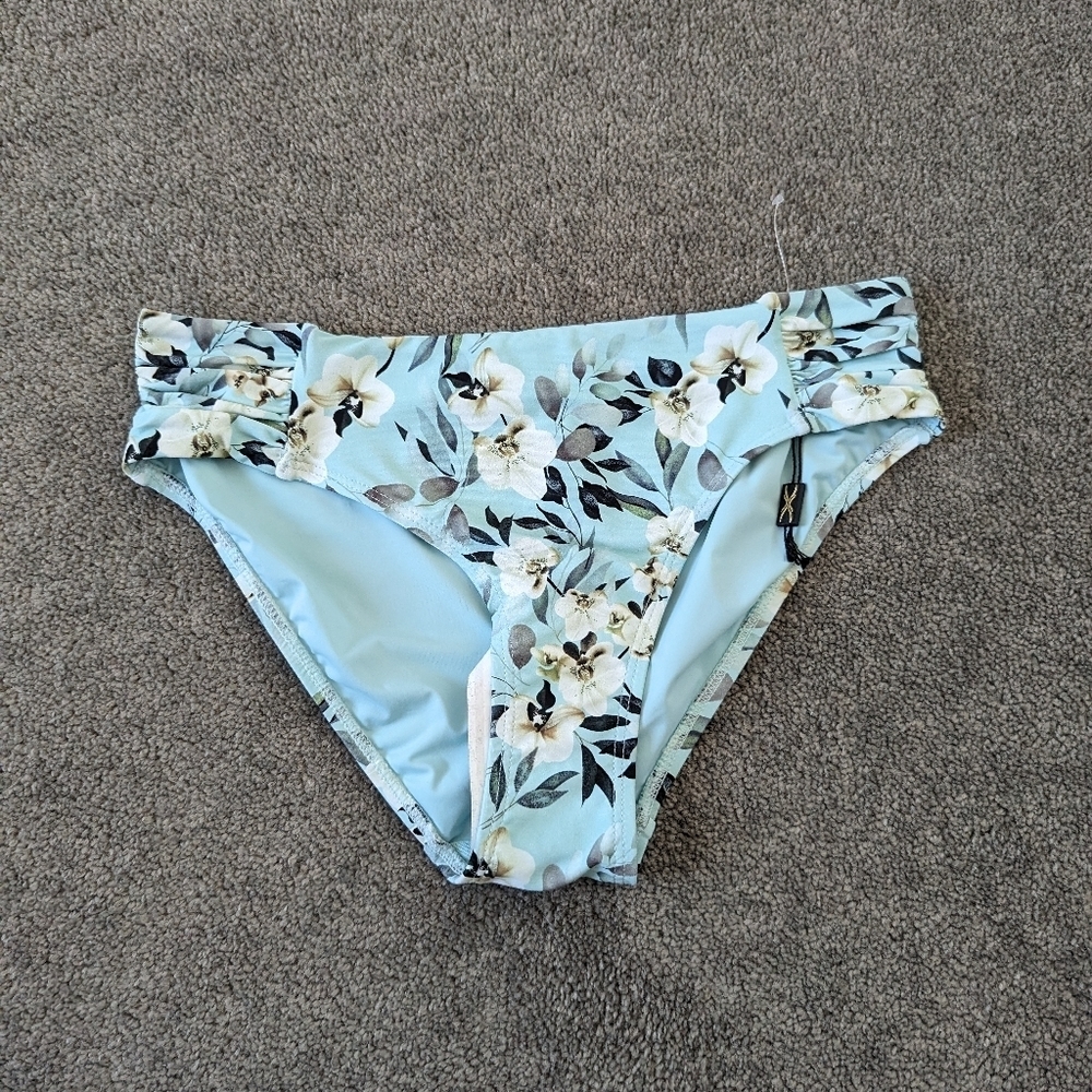 Niptuck Swim Boho Breeze Floral Balconette Ruched Bikini Bottom Women's 8 New